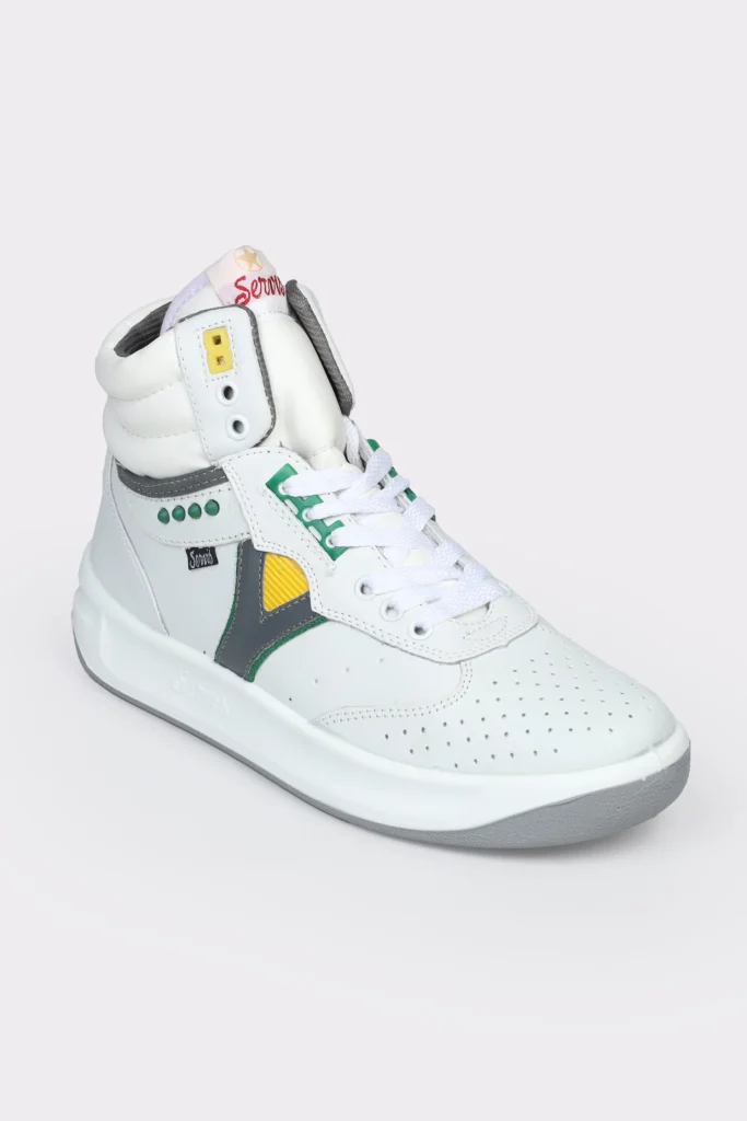 affordable cheetahs sneaker next to premium branded shoes